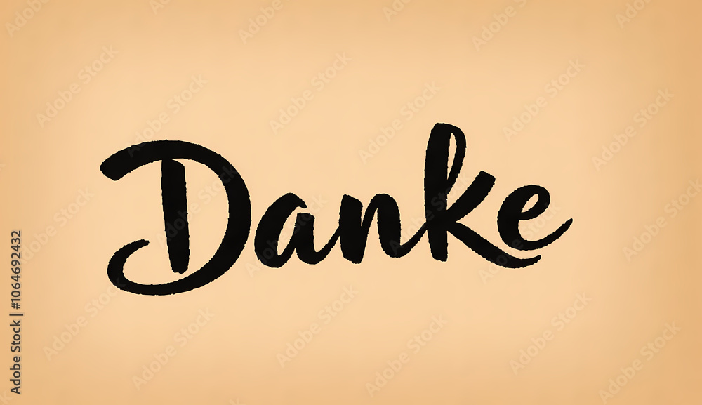 Danke inscription in elegant script on a warm beige background Danke inscription in elegant script on a warm beige background