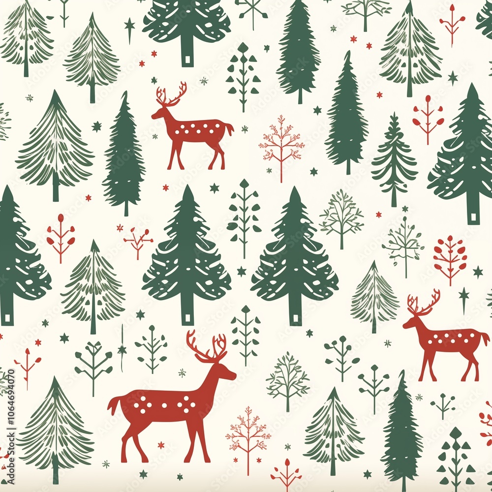 A seamless pattern of Scandinavian Christmas motifs, Generative Ai A seamless pattern of Scandinavian Christmas motifs, Generative Ai
