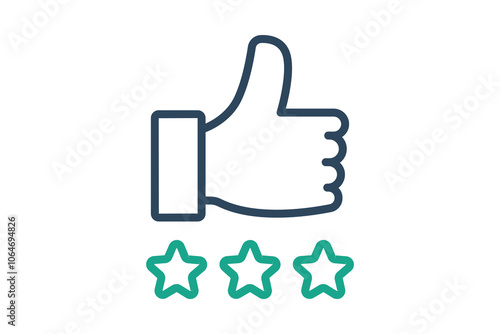 Excellence icon. line icon style. thumb with star. icon related to motivation. success elements vector illustration