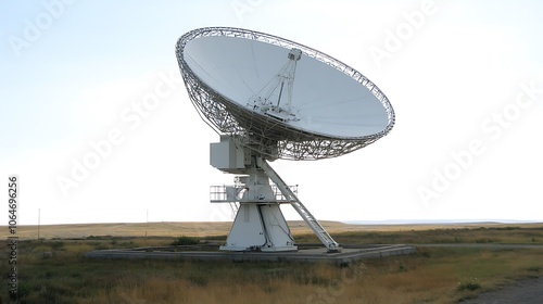 Large White Satellite Dish in a Field