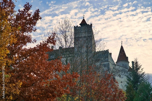 View of Bran Castle in Brasov neighbourhood in Romania.