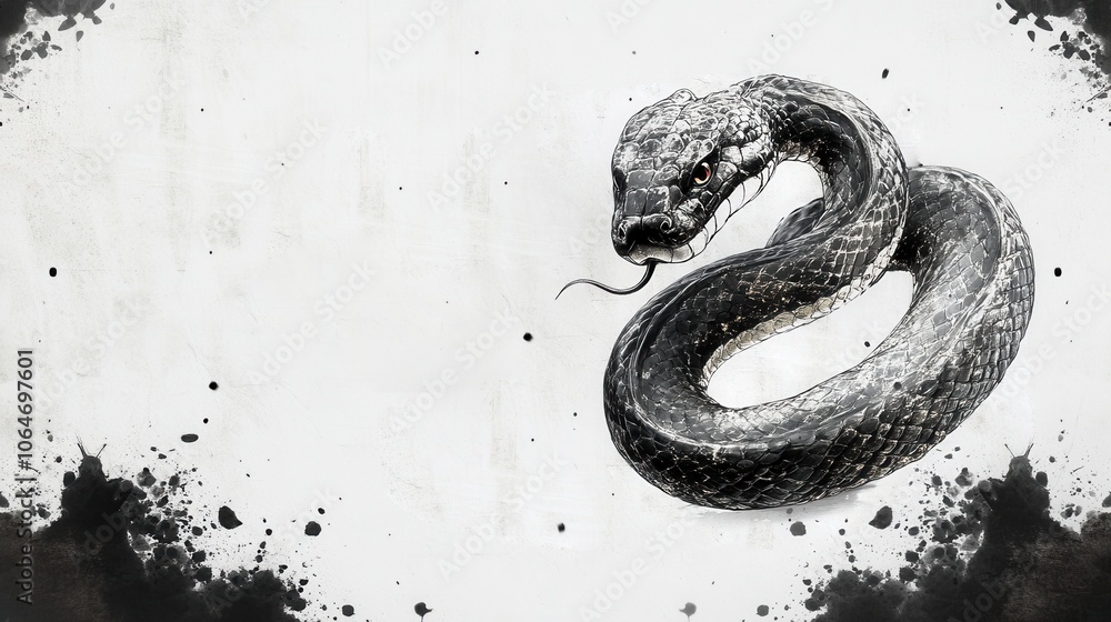 Abstract art painting of an ink snake Abstract art painting of an ink snake