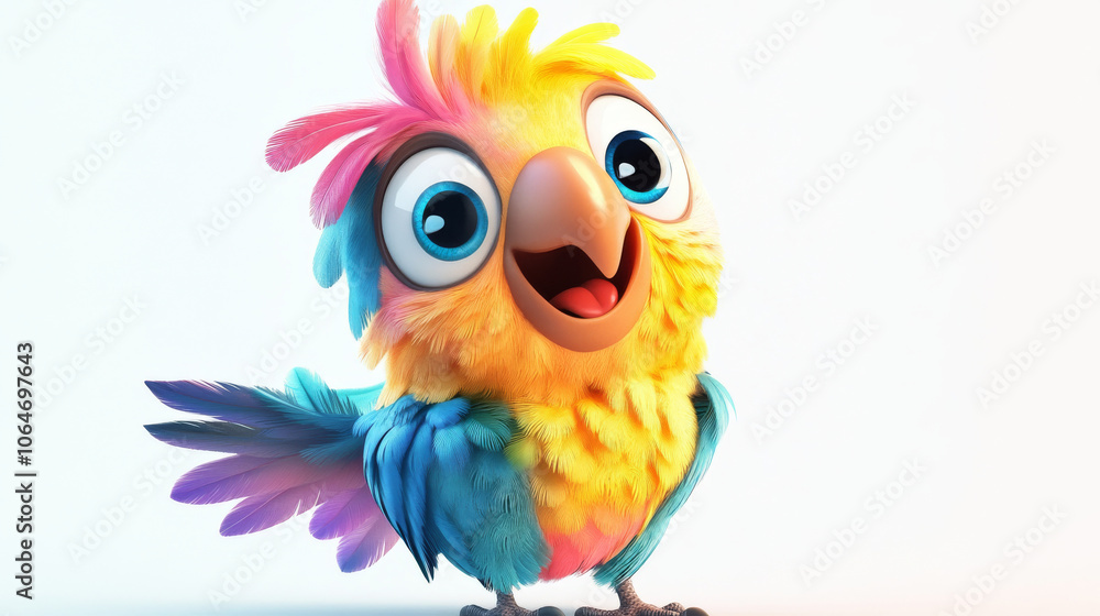 Funny parrot clipart on white background