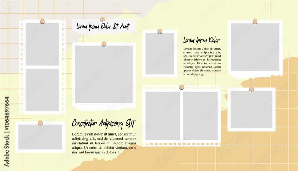 Pictures or photos frame collage, page grid layout abstract photo frames and digital photo wall template Pictures or photos frame collage, page grid layout abstract photo frames and digital photo wall template