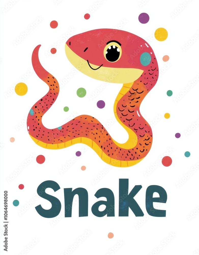 Obraz premium Hand-painted cute cartoon snake pattern