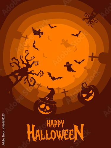 a poster for happy halloween with bats and bats on it.