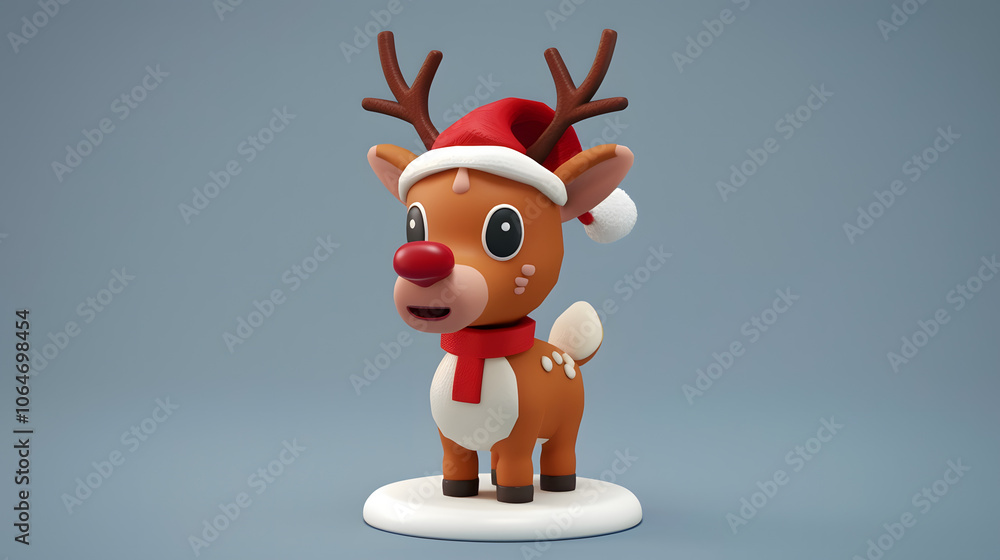 Reindeer Figurine Christmas isometric Cartoon 3D Reindeer Figurine Christmas isometric Cartoon 3D