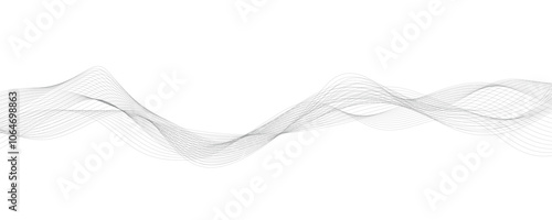 Abstract wave element for design. Digital frequency track equalizer. Stylized line art background. Vector illustration. Wave with lines created using blend tool. Curved wavy line, smooth stripe.