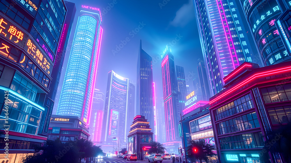 Obraz premium Finance and Trade Zone of the modern city night background