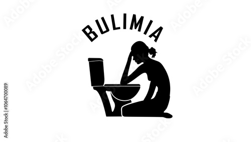 bulimia emblem, black isolated silhouette