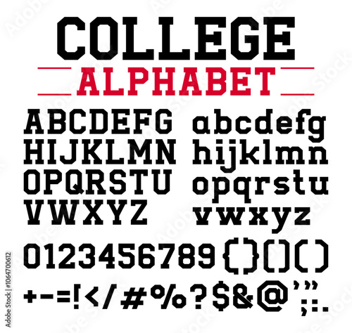 Sport college alphabet fonts silhouette