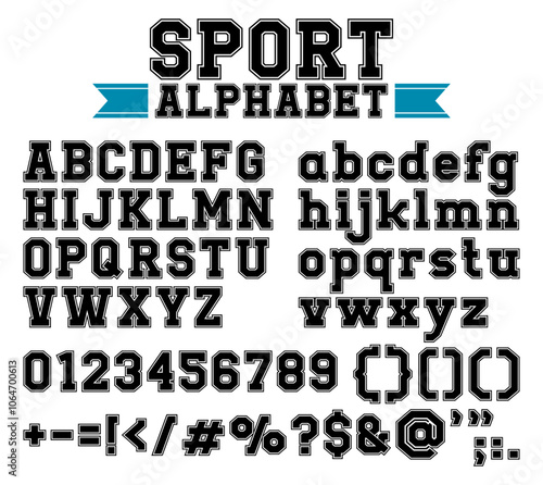 Sport college alphabet fonts silhouette