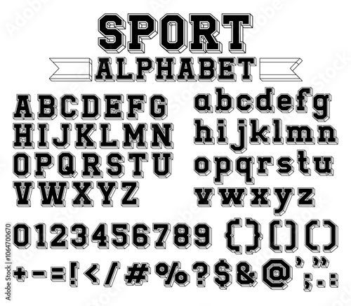 Sport college alphabet fonts silhouette