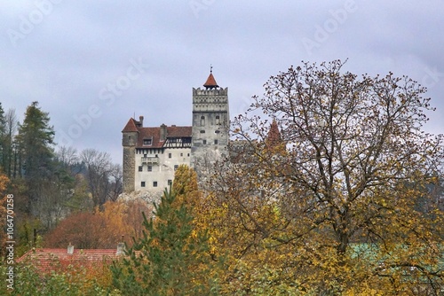 View of Bran Castle in Brasov neighbourhood in Romania.