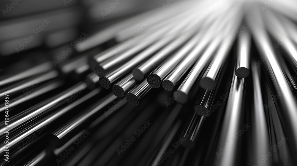 A close-up view of metallic rods arranged in a dynamic pattern, highlighting their smooth surfaces and reflective qualities. A close-up view of metallic rods arranged in a dynamic pattern, highlighting their smooth surfaces and reflective qualities.