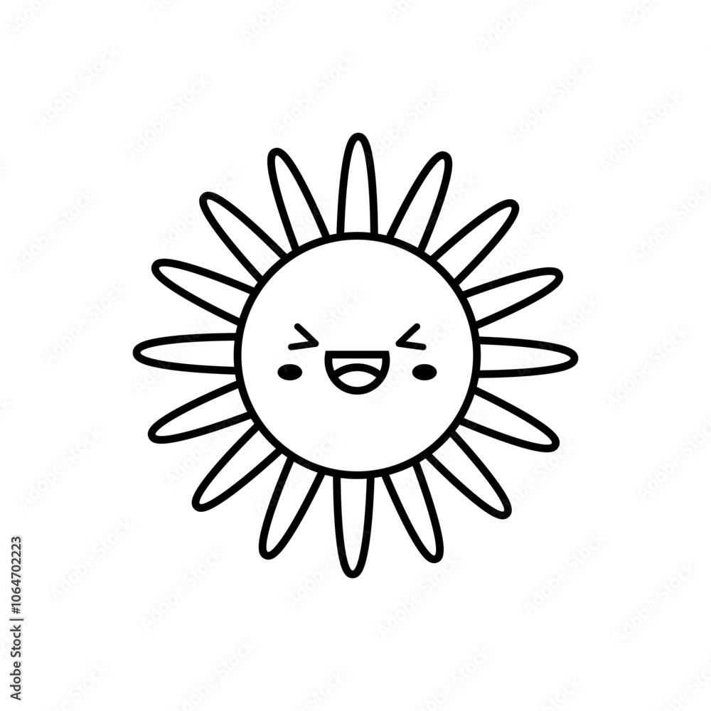 Funny sun icon vector. Smiling sun illustration sign. Sun symbol or logo. Funny sun icon vector. Smiling sun illustration sign. Sun symbol or logo.