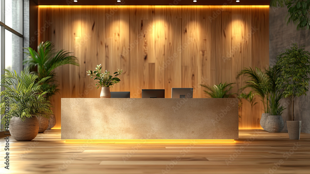 Front desk lobby of modern office buildings Front desk lobby of modern office buildings