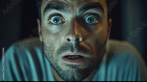 Frightened man with a fearful expression