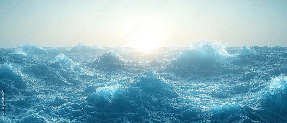 A serene ocean scene with gentle waves under a soft, glowing sky at sunrise. A serene ocean scene with gentle waves under a soft, glowing sky at sunrise.