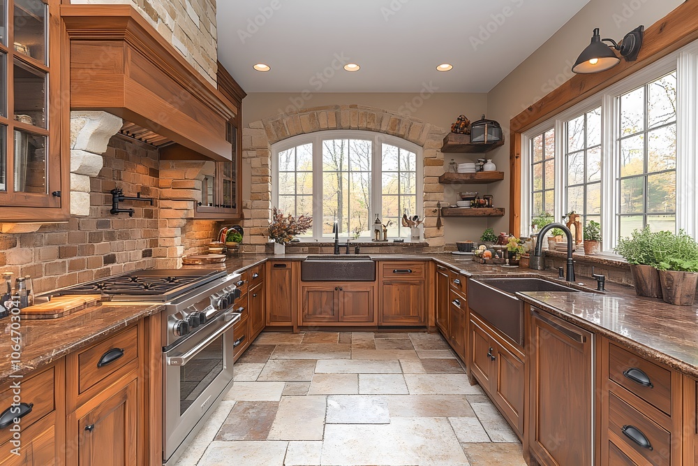 Chic Kitchen With Cinnamon Slate Cabinets And Bronze Fixtures Chic Kitchen With Cinnamon Slate Cabinets And Bronze Fixtures