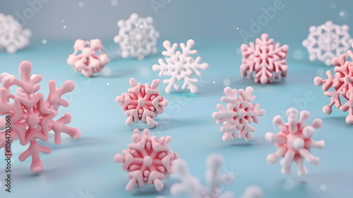 Wallpaper Mural Snowflake Decorations Christmas isometric Cartoon 3D Torontodigital.ca