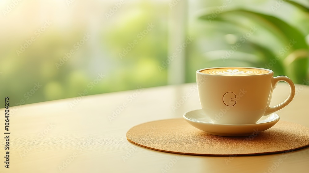 Aromatic coffee cup on table, perfect for cafe, restaurant, and website promotion Aromatic coffee cup on table, perfect for cafe, restaurant, and website promotion