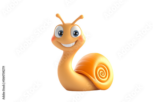 Friendly cartoon snail character, vibrant colors, whimsical design, playful expression, imaginative style, engaging and cheerful atmosphere