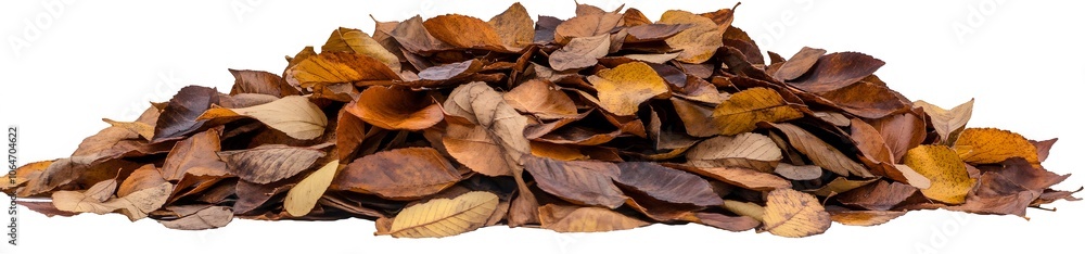 A Pile of Brown and Yellow Autumn Leaves Isolated on White A Pile of Brown and Yellow Autumn Leaves Isolated on White