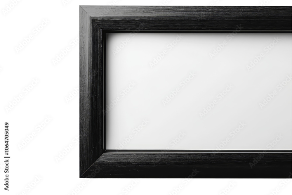 Black picture frame on a white backdrop, ideal for showcasing artwork or photographs, elegant design, versatile for various decor styles Black picture frame on a white backdrop, ideal for showcasing artwork or photographs, elegant design, versatile for various decor styles