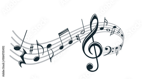 The symbol of a stylized musical notes.