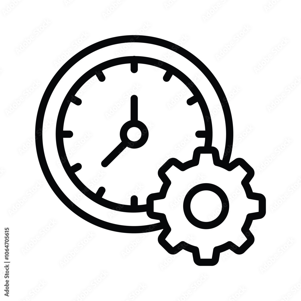 Gear with clock concept icon of time management Gear with clock concept icon of time management