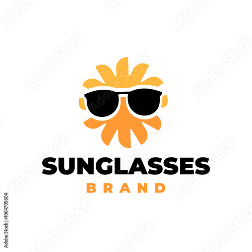 Sun with sunglasses logo for summer or travel vector image
