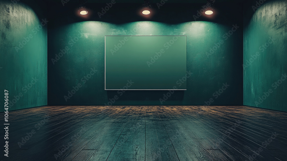 A screening hall with a green background A screening hall with a green background