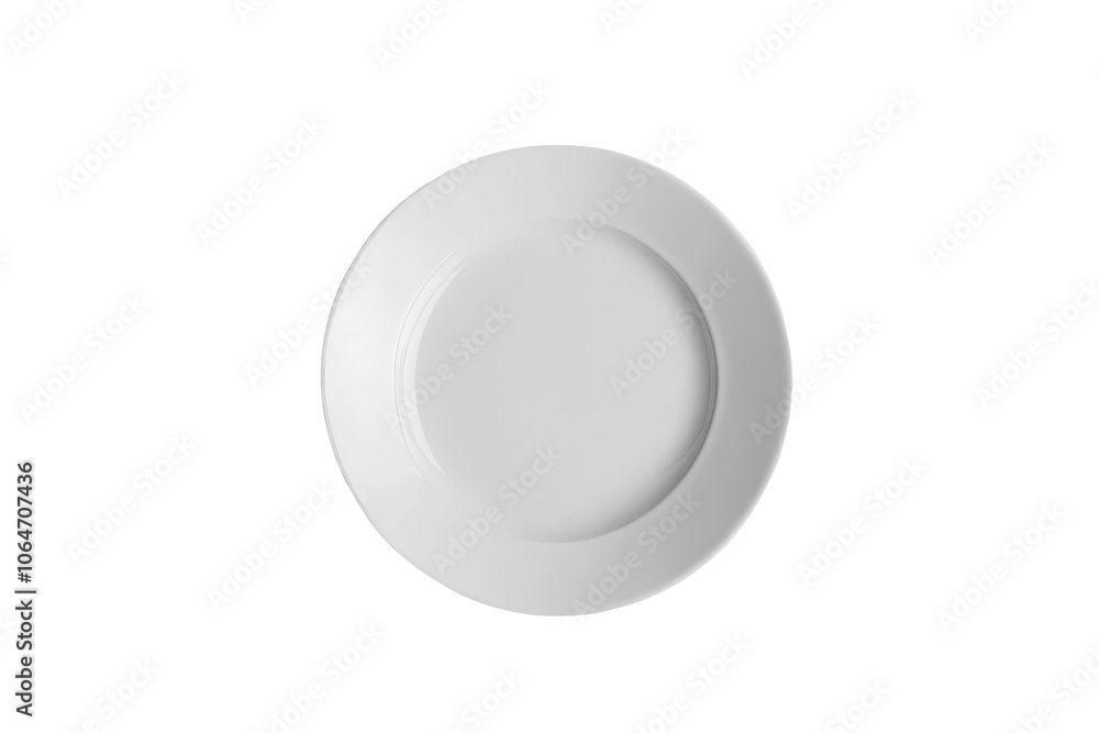 Empty plate on a white background, minimalistic design, ideal for culinary presentations, clean and modern aesthetic, versatile for various uses