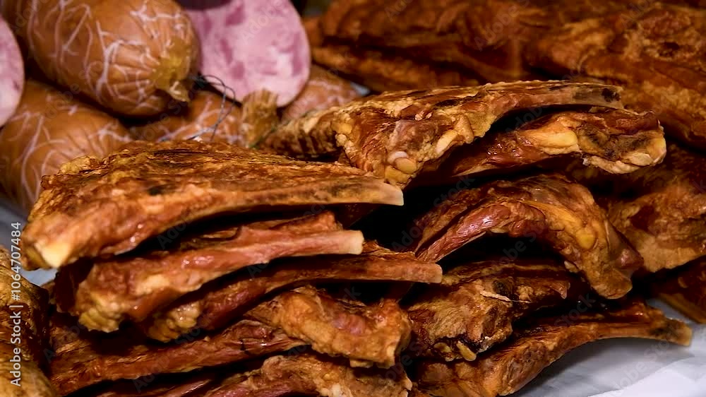 Sale of smoked meat and sausages Sale of smoked meat and sausages