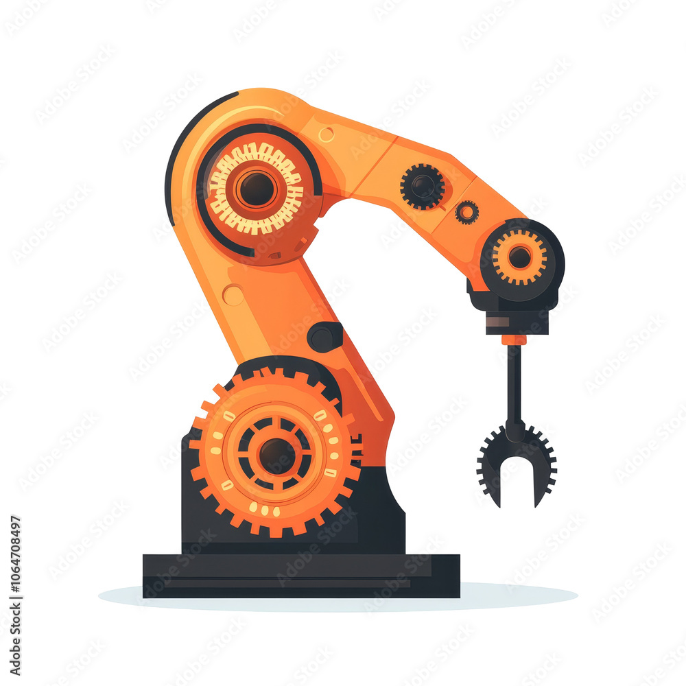 Robotic Arm with Wrench, a sleek flat illustration showcasing a robotic arm equipped with a wrench, emphasizing modern technology and innovation. Robotic Arm with Wrench, a sleek flat illustration showcasing a robotic arm equipped with a wrench, emphasizing modern technology and innovation.