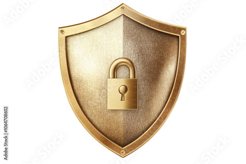 Shield design featuring a lock icon, symbolizing security and protection, ideal for digital content or branding purposes.