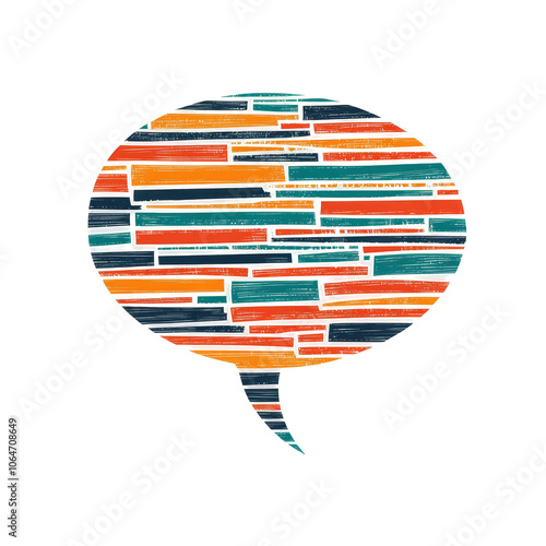 Flat illustration of a speech bubble featuring text, vibrant colors, modern design, ideal for communication and dialogue concepts