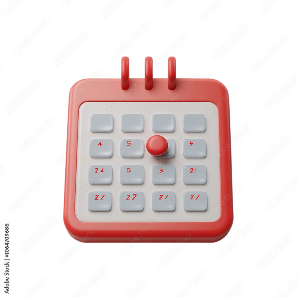 3D calendar icon with red date marker, vibrant and clean, isolated on transparent background 3D calendar icon with red date marker, vibrant and clean, isolated on transparent background
