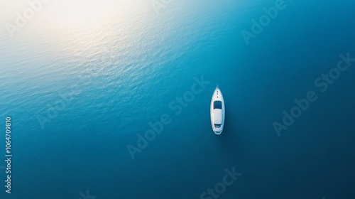 Realistic Photograph of the Mediterranean Sea with a Single Boat