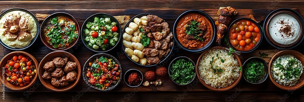Delicious Middle Eastern Food Spread - A Photo of a Feast Delicious Middle Eastern Food Spread - A Photo of a Feast