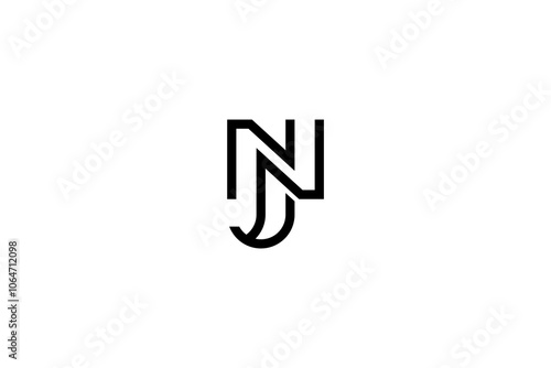 Simple Letter JN or NJ Logo Design Vector 