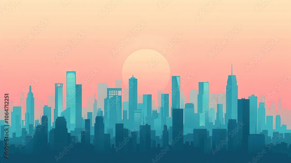 Smoggy Cityscape, a flat design illustration highlighting urban air pollution, showcasing a skyline shrouded in haze to raise awareness about environmental issues. Smoggy Cityscape, a flat design illustration highlighting urban air pollution, showcasing a skyline shrouded in haze to raise awareness about environmental issues.
