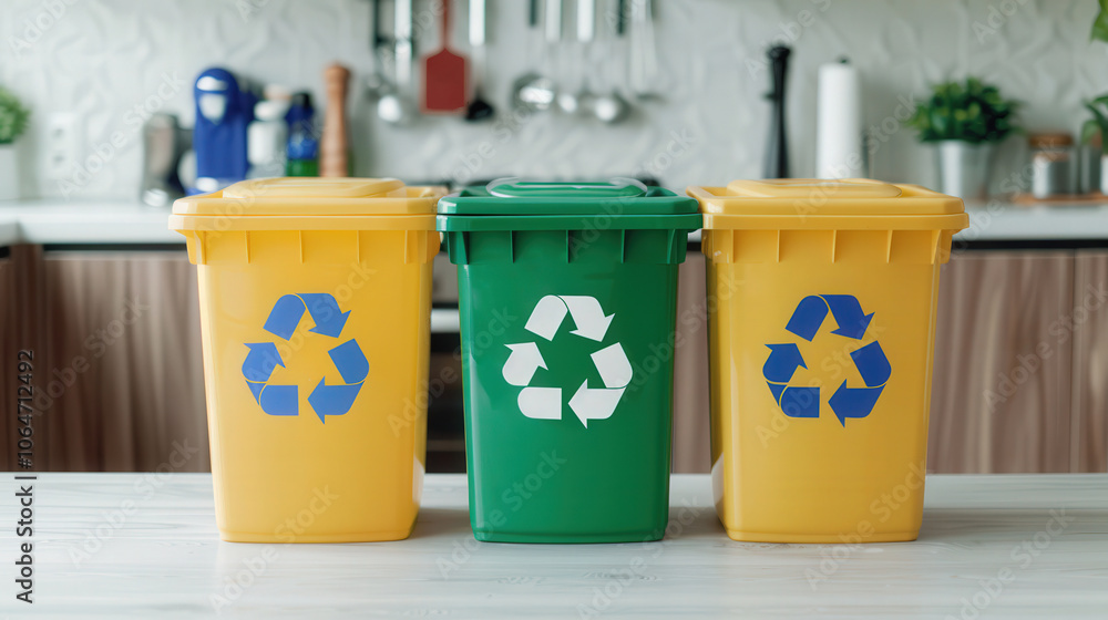Sustainable Kitchen Practices, a detailed view of recycling bins in a home setting, emphasizing eco-friendly habits and responsible waste management for a greener lifestyle Sustainable Kitchen Practices, a detailed view of recycling bins in a home setting, emphasizing eco-friendly habits and responsible waste management for a greener lifestyle