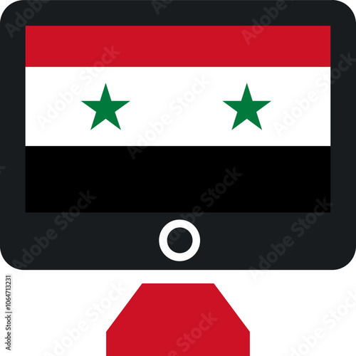 Syria Flag On Monitor
