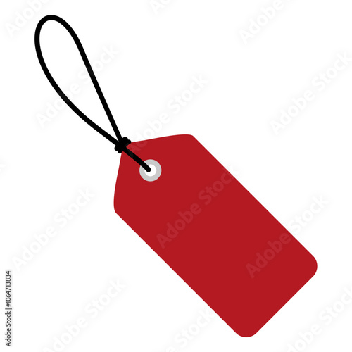 A vibrant red tag design featuring a smooth surface and a secure tie. Perfect for labeling items, price tag, discount, brand, gift and enhancing organization. Vector illustration