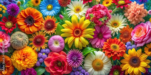 Wallpaper Mural Vibrant background featuring an assortment of colorful flowers, Blossoms, Floral, Garden, Vibrant, Petals, Blooms, Nature Torontodigital.ca