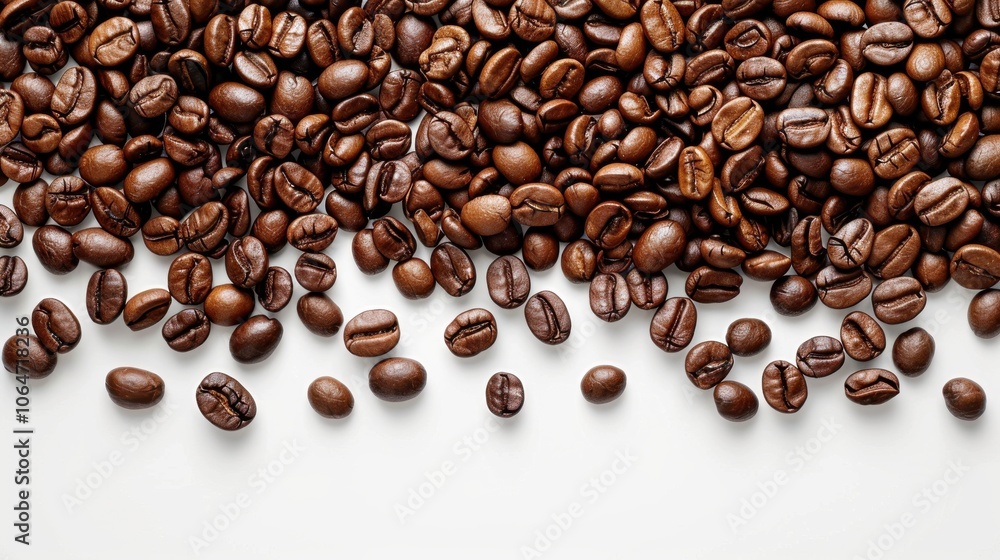 A close up of coffee beans on a white background. Generative AI A close up of coffee beans on a white background. Generative AI