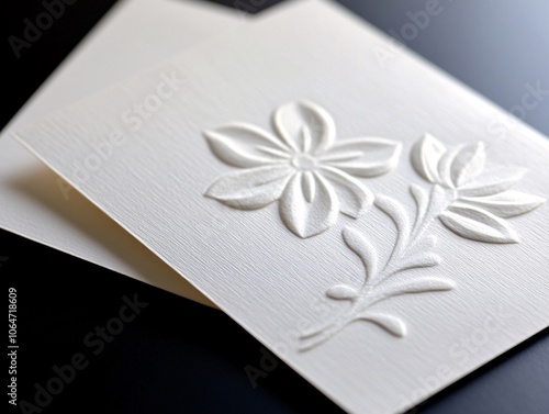 Letterpress Wedding Invitation with Floral Design