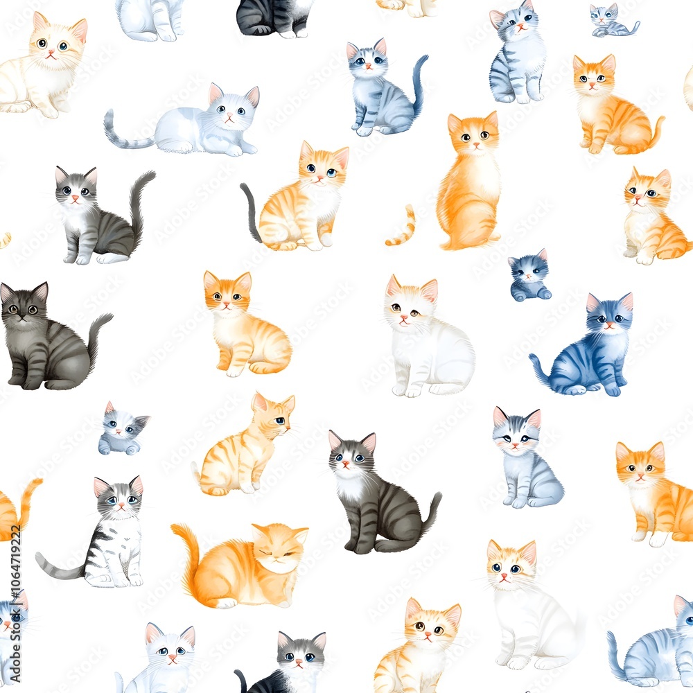 Colorful cats playfully fill the background Colorful cats playfully fill the background